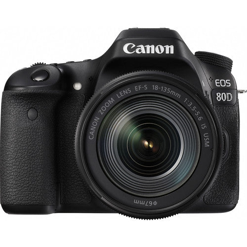 Canon EOS 80D 24.2 MP Digital DSLR Video Creator Kit - Black - EF-S 18-135mm IS USM Lens - Video Creator Kit