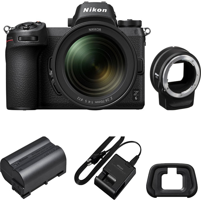 Nikon Z6 Mirrorless Digital Camera with 24-70mm Lens and FTZ Mount Adapter Kit USA