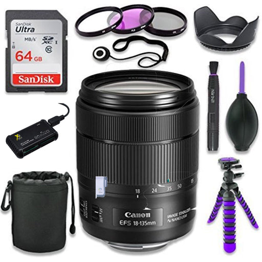 Canon EF-S 18-135mm f/3.5-5.6 IS USM Zoom Lens (White Box) with Complete Accessory Kit