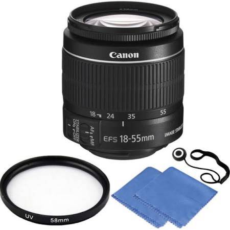 Canon EF-S 18-55mm f/3.5-5.6 Is II Lens + 58mm UV Accessory Kit for Canon T5, T6