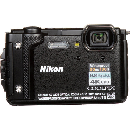 Nikon COOLPIX W300 Digital Camera (Black) Bundle with 2X 64GB Memory Cards + Spare Battery + LED Light