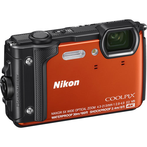 Nikon COOLPIX W300 Digital Camera (Orange/Mix Colors) with Sandisk 64GB Essential Package