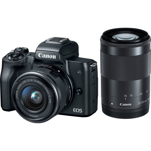 Canon EOS M50 Mirrorless Digital Camera with 15-45mm and 55-200mm Lenses (Black)