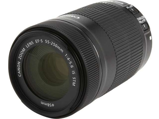 Canon EF-S 55-250mm f/4-5.6 IS STM Lens Zoom Lens with Flash 3 Filters Diffusers Hood Kit