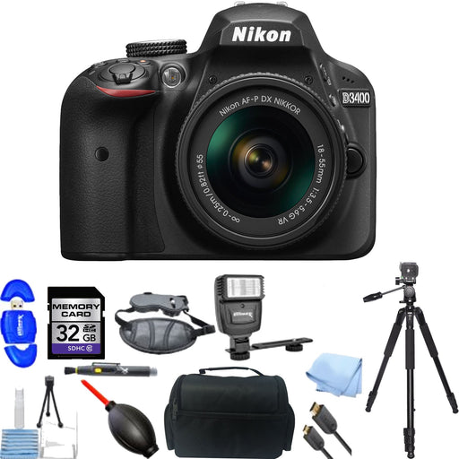 Nikon D3400/D3500 DSLR Camera with 18-55mm &amp; 32GB MC| Card Reader| Flash| Tripod| DSLR Bag| Cleaning Kit| Cable| Strap| Bundle