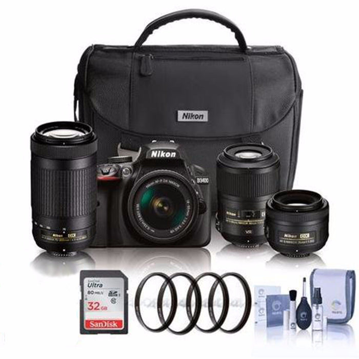 Nikon D3400/D3500 DSLR Camera with 18-55mm Lens &amp; AF-P DX 70-300MM G ED, Nikon 35MM 1.8G AF-S, Nikon 85MM 3.5G AF-S ED VR Mega Bundle