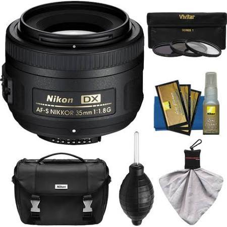 Nikon AF-S DX NIKKOR 35mm f/1.8G Lens - Nikon Case - 3 UV/CPL/ND8 Filters - Kit