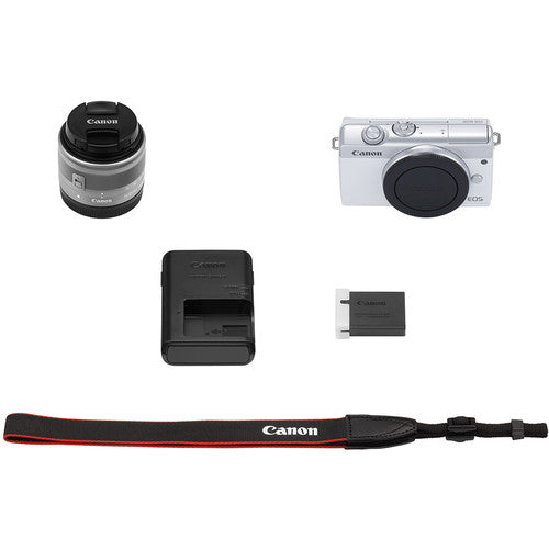 Canon EOS M200 Mirrorless Digital Camera with 15-45mm Lens (White) &amp; Sandisk 64GB Pro Flash Bundle