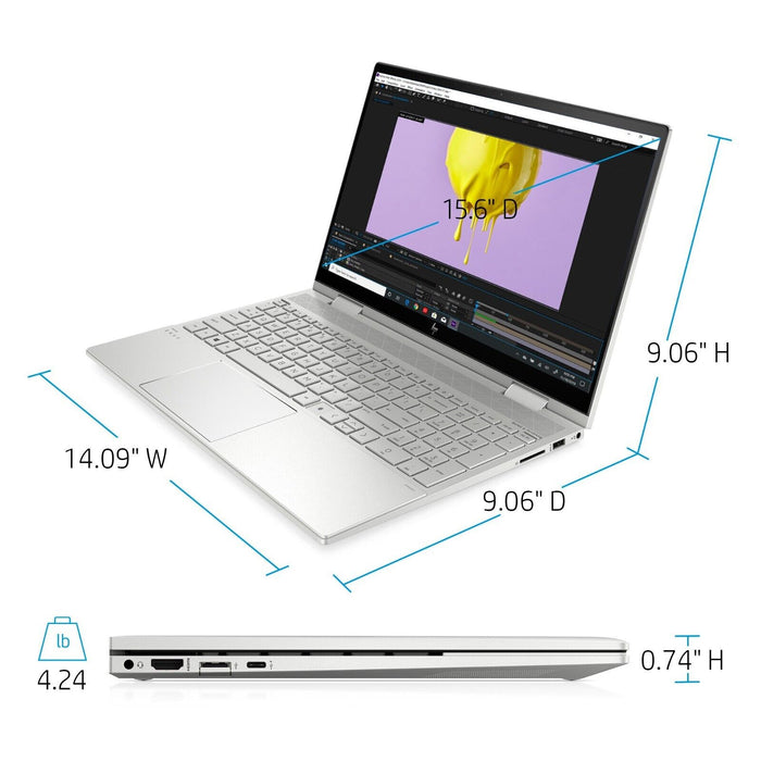 HP Envy 15.6" FHD Touch x360, Intel Core i5-1135G7, 8GB RAM, 512GB SSD, Silver, Windows 10, 15-ed1055wm - NJ Accessory/Buy Direct & Save