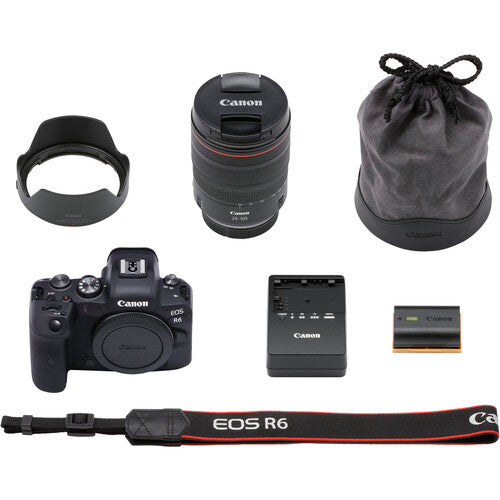 Canon EOS R6 Mirrorless Digital Camera with 24-105mm f/4L Lens &amp; External Flash Bundle