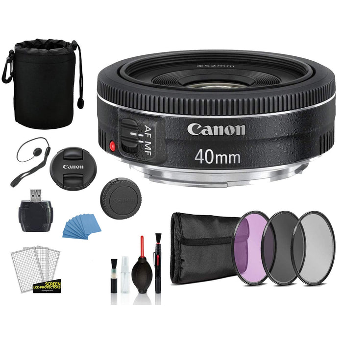 Canon 40mm f/2.8 EF STM Lens Pouch Kit W/ Card Reader &amp; More