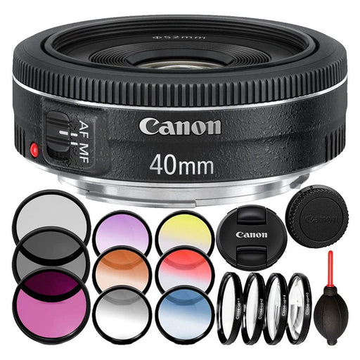 Canon 40mm f/2.8 EF STM Lens Deluxe Bundle W/Colors Filters &amp; More