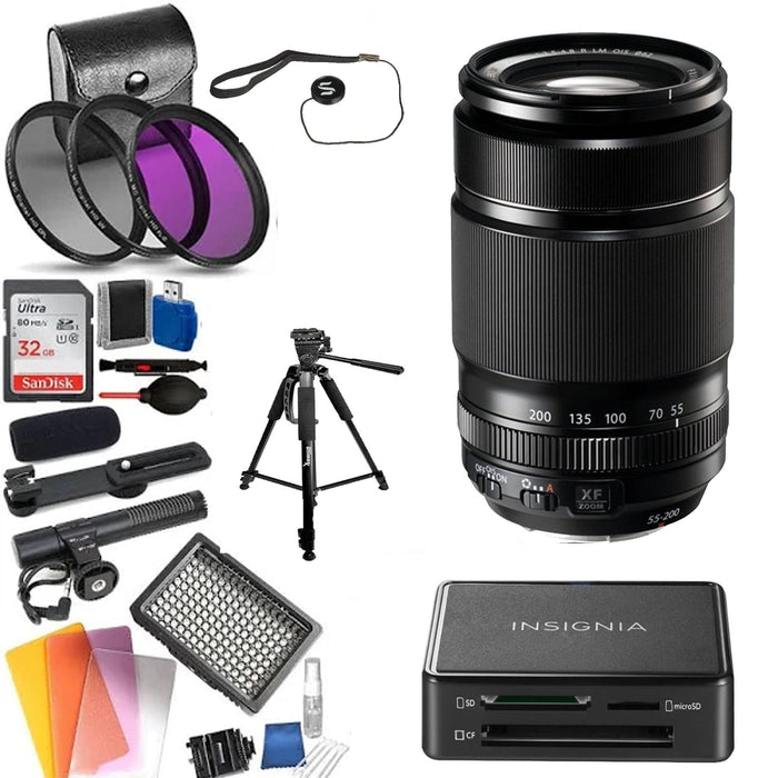 Fujifilm XF 55-200mm f/3.5-4.8 R LM OIS Lens Deluxe Bundle With Microphone Include &amp; More