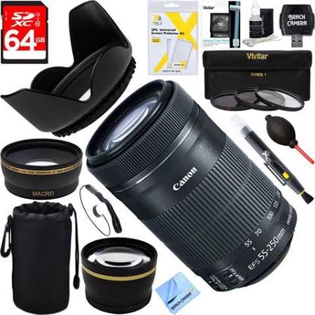 Canon EF-S 55-250mm f/4-5.6 IS STM Lens + 64GB Ultimate Filter Bundle