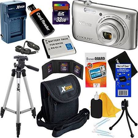 Nikon Coolpix A300 20.1MP Digital Camera with 8x Zoom Lens &amp; Built-In Wi-Fi (Silver) Bundle