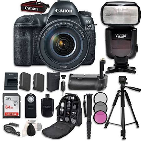 Canon EOS 5D Mark IV Digital SLR Camera Bundle with EF 24-105mm f/4L IS II USM Lens + Professional Accessory Bundle