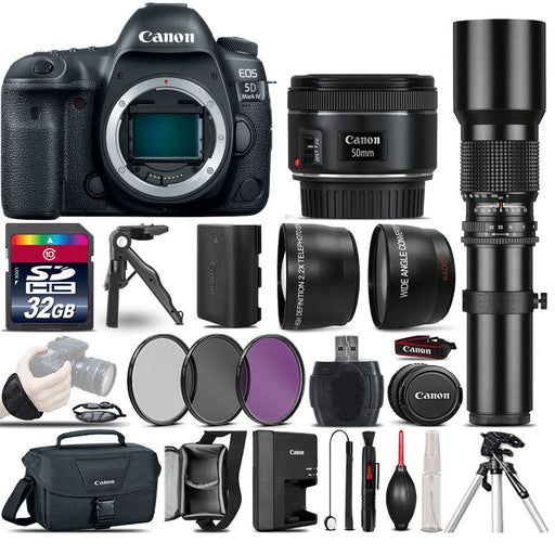 Canon EOS 5D Mark IV Camera 50mm 500mm - 4 Lens Kit 32GB