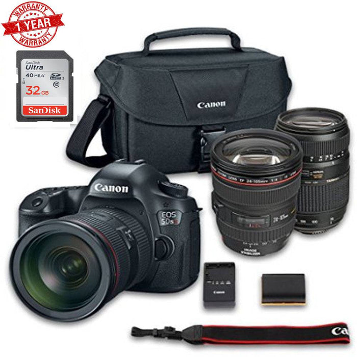 Canon EOS 5DS R DSLR Camera Bundle W Canon EF 24-105mm f/4L Is USM Lens + Tamron Zoom Telephoto AF 70-300mm AF + 32 GB Memory Card