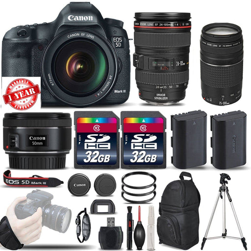 Canon EOS 5D Mark III / IV 22.3 MP DSLR Camera Canon EF 24-105mm f/4L IS USM Lens Bundle