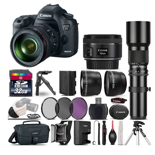 Canon EOS 5D Mark III / iV DSLR w/Canon 24-105mm & Professional Bundle USA