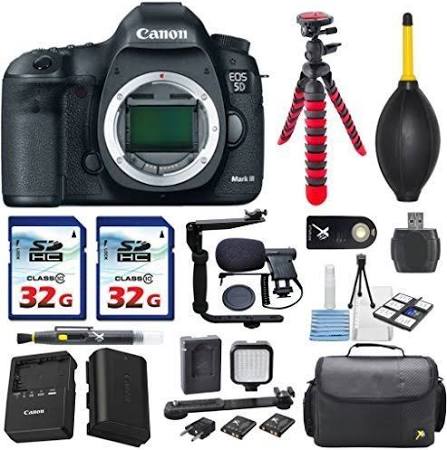 Canon EOS 5D Mark III / IV 22.3 MP Full Frame CMOS Digital SLR Camera Body Only 2pc 32GB Memory Cards LED Light Kit Card Reader Deluxe