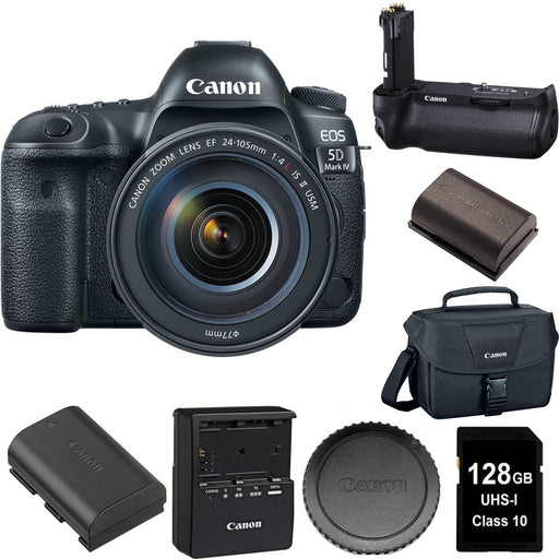 Canon EOS 5D Mark IV Digital SLR Camera W/ EF 24-105mm f/4L IS II USM Lens with Canon Battery Grip Bundle USA