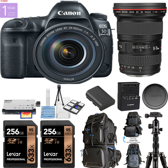 Canon EOS 5D Mark IV W/ EF 24-105mm f/4L IS II USM Lens | 16-35mm f/2.8L II USM Supreme Bundle