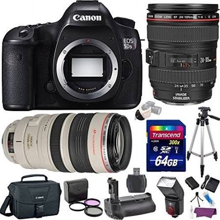 Canon EOS 5DS R 50.6 MP Digital SLR Camera w/ EF 24-105mm f/4L Is USM Lens + EF 100-400mm f/4.5-5.6L Is USM Lens Premium Bundle