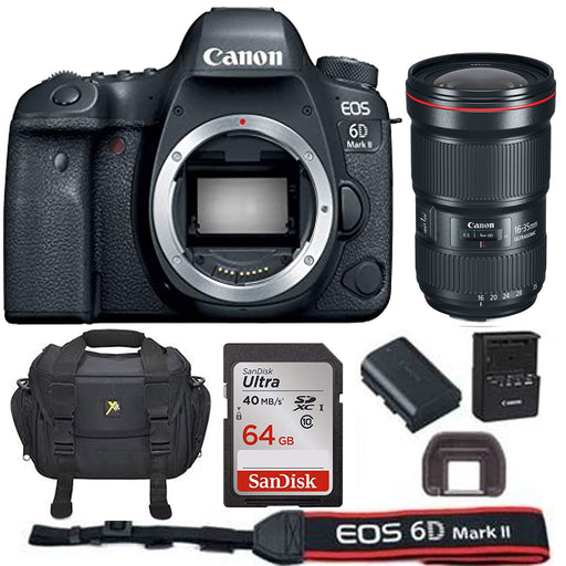 Canon Eos 6D Mark II 26.2MP Full-Frame DSLR Camera with EF 16-35mm f/2.8L III USM Lens &amp; Sandisk 64GB Starter Bundle