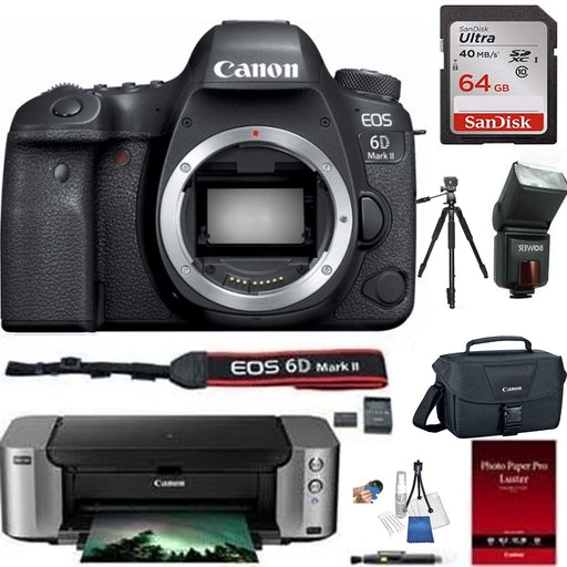 Canon EOS 6D Mark II DSLR Camera (Body Only) with Canon PIXMA PRO-100 Mega Bundle