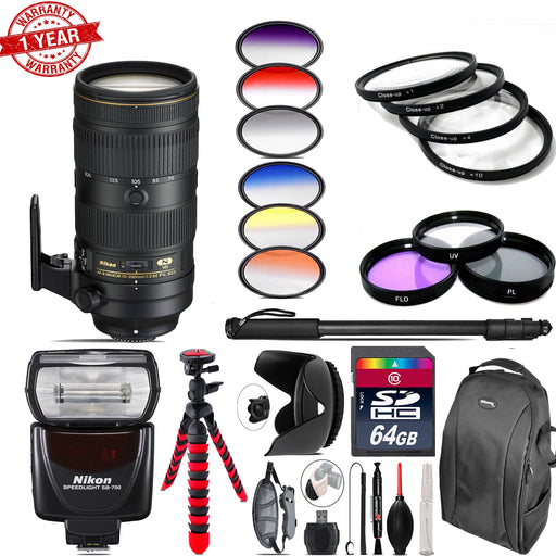 Nikon AF-S 70-200mm f/2.8E w/ Nikon SB-700 AF Speedlight - 64GB Accessory Kit