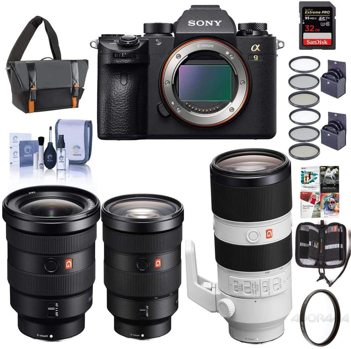 Sony Alpha a9 Mirrorless Digital Camera, Full Frame - Bundle with FE 24-70mm f/2.8 GM (G Master) Lens, FE 16-35mm f/2.8 GM, FE 70-200mm f/2.8 GM OSS, and Accessory Bundle