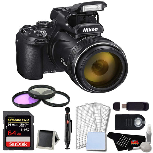 Nikon Coolpix P1000 Digital Camera Basic Bundle w/ 64GB Memory Card and Filter Kit (International Model) - NJ Accessory/Buy Direct & Save