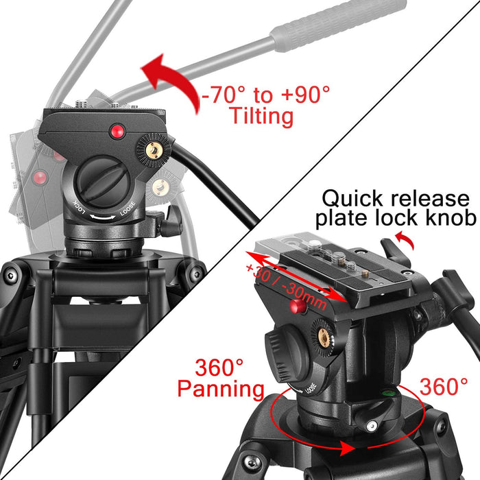 NJA 72&quot; Video Tripod, Professional Heavy Duty Aluminum &amp; Tripod Dolly Bundle