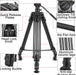 NJA 72&quot; Video Tripod, Professional Heavy Duty Aluminum, 360 Degree K3 Fluid Head with Carry Bag, DSLR Camcorder Camera, Max Loading 33LB