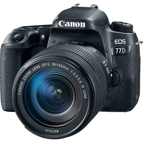 Canon EOS 77D DSLR Camera with 18-135mm USM Lens and Inkjet Printer Kit