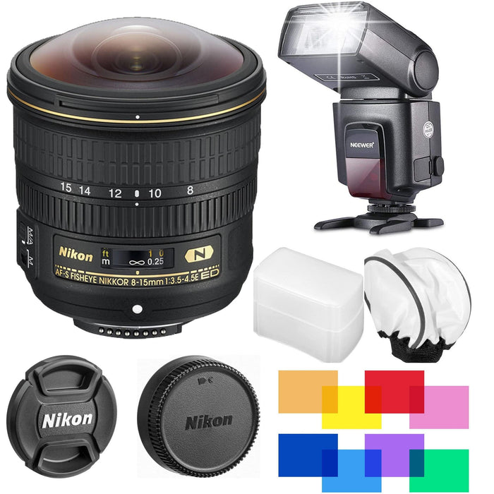 Nikon AF-S Fisheye NIKKOR 8-15mm f/3.5-4.5E ED Lens Flash Bundle