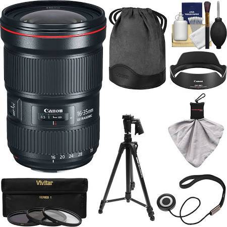 Canon EF 16-35mm f/2.8L III USM Zoom Lens with 3 UV/CPL/ND8 Filters Full Size Tripod Kit