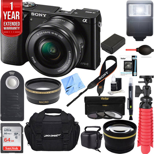 Sony Alpha a6100 Mirrorless Digital Camera with 16-50mm 64GB accessory Bundle