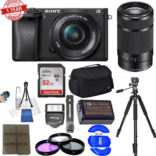 Sony Alpha A6300 Mirrorless Digital Camera Body with 16-50mm E-Mount &amp; Sony 55-210mm f/4.5-6.3 OSS Essential Bundle