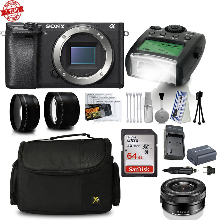 Sony Alpha a6300 Mirrorless Black Camera with 16-50mm &amp; 64GB Additional Accessories Package