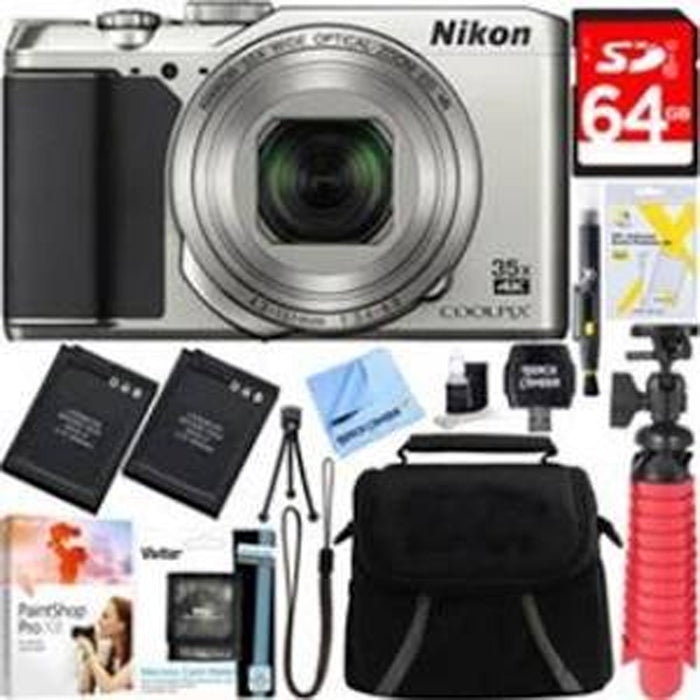 Nikon A900 COOLPIX WiFi Digital Camera with 4K UHD Video 35x Telephoto NIKKOR Zoom Lens + 64GB Dual Battery Accessory Bundle (Silver)