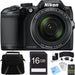 Nikon Coolpix B500 16MP 40x Optical Zoom Digital Camera w/ Built-In Wi-Fi 16GB Bundle