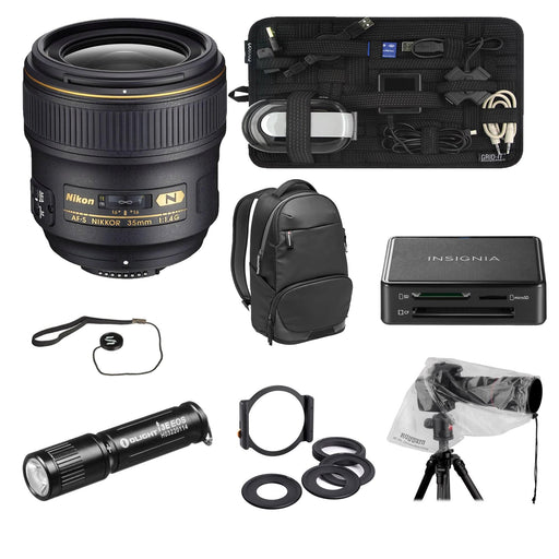 Nikon AF-S NIKKOR 35mm f/1.4G Lens With Insignia Card Reader &amp; More