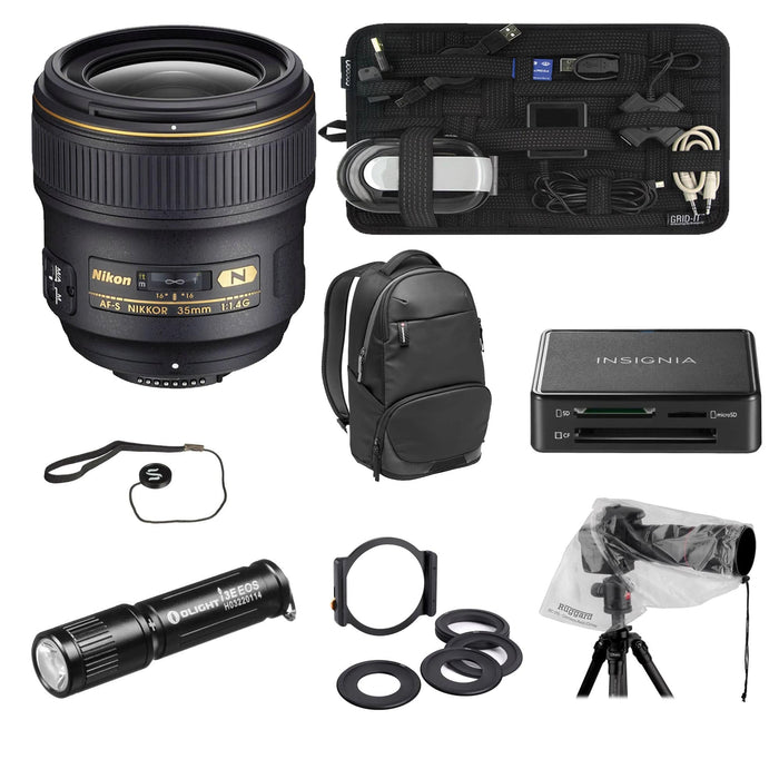 Nikon AF-S NIKKOR 35mm f/1.4G Lens With Insignia Card Reader &amp; More