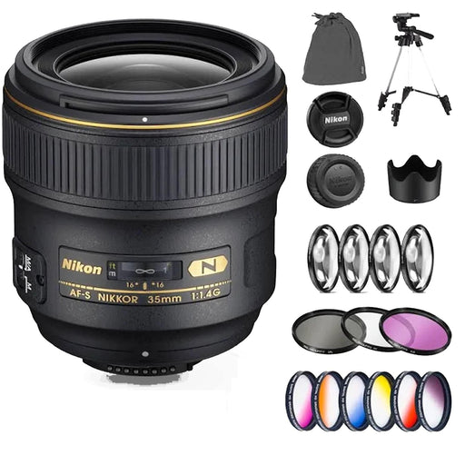 Nikon AF-S NIKKOR 35mm f/1.4G Lens With Filter Kit and More