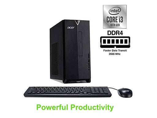 Acer Aspire TC-895-UA91 Desktop - Intel Core i3-10100 3.6GHz - 8GB RAM - 512GB NVMe SSD - DVD-RW - WiFi + Bluetooth - Windows 10 Home