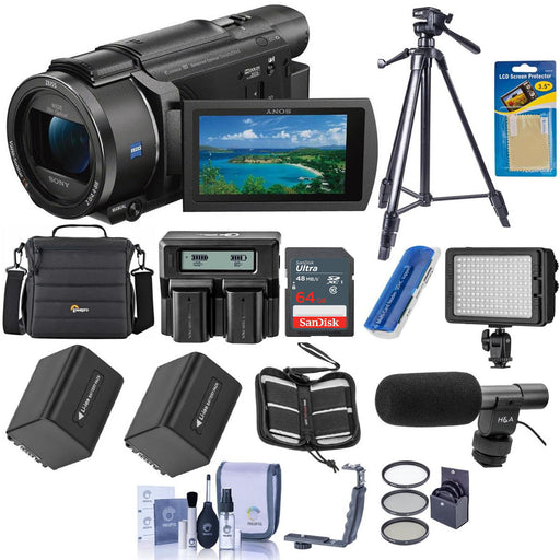 Sony FDR-AX43A UHD 4K Handycam Camcorder with Spare Battery &amp; Dual Charger Pro Bundle - NJ Accessory/Buy Direct & Save