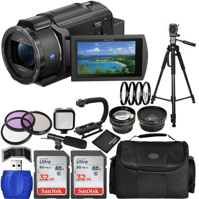 Sony FDR-AX43A UHD 4K Handycam Camcorder with 2x 32GB MCs Essential Video Bundle - NJ Accessory/Buy Direct & Save