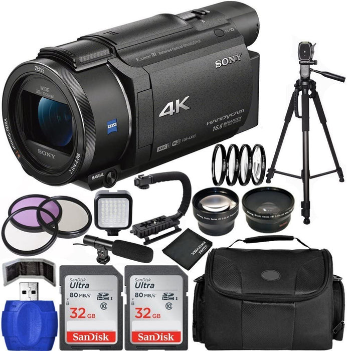 Sony FDR-AX53 4K Ultra HD Handycam Camcorder Bundle with Carrying Case and Accessory Kit